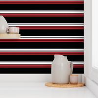 Stripes - Horizontal - Double White (#FFFFFF) and Double Dark Red (#B1252C) on Black (#000000)