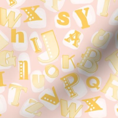 Alphabet in pink and yellow