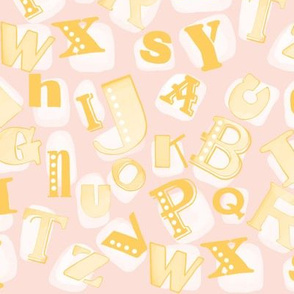 Alphabet in pink and yellow