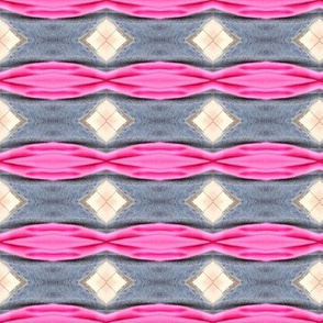 Hot Pink Ribbons With Denim and Diamonds - Horizontal Stripe(Ref. 4987)