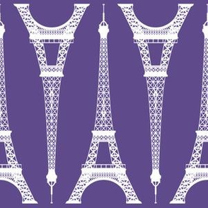 Six Inch White Eiffel Tower on Ultra Violet Purple