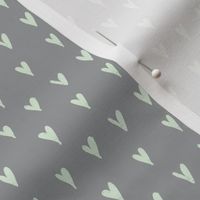 mini hearts - cucumber on grey