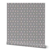 mini hearts - peach on grey