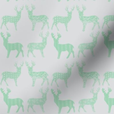 Mint Meadow Deer on Light Gray