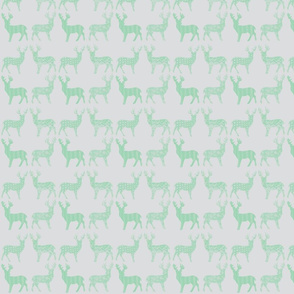 Mint Meadow Deer on Light Gray