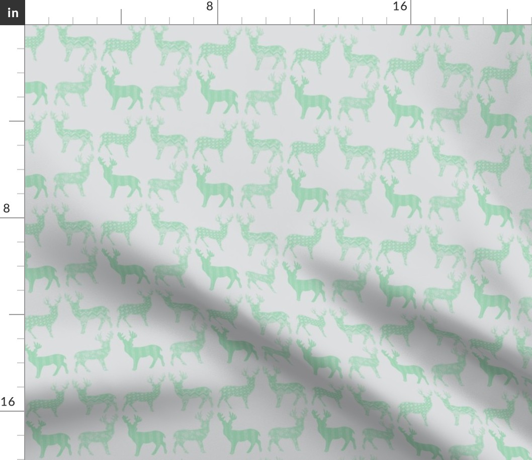 Mint Meadow Deer on Light Gray