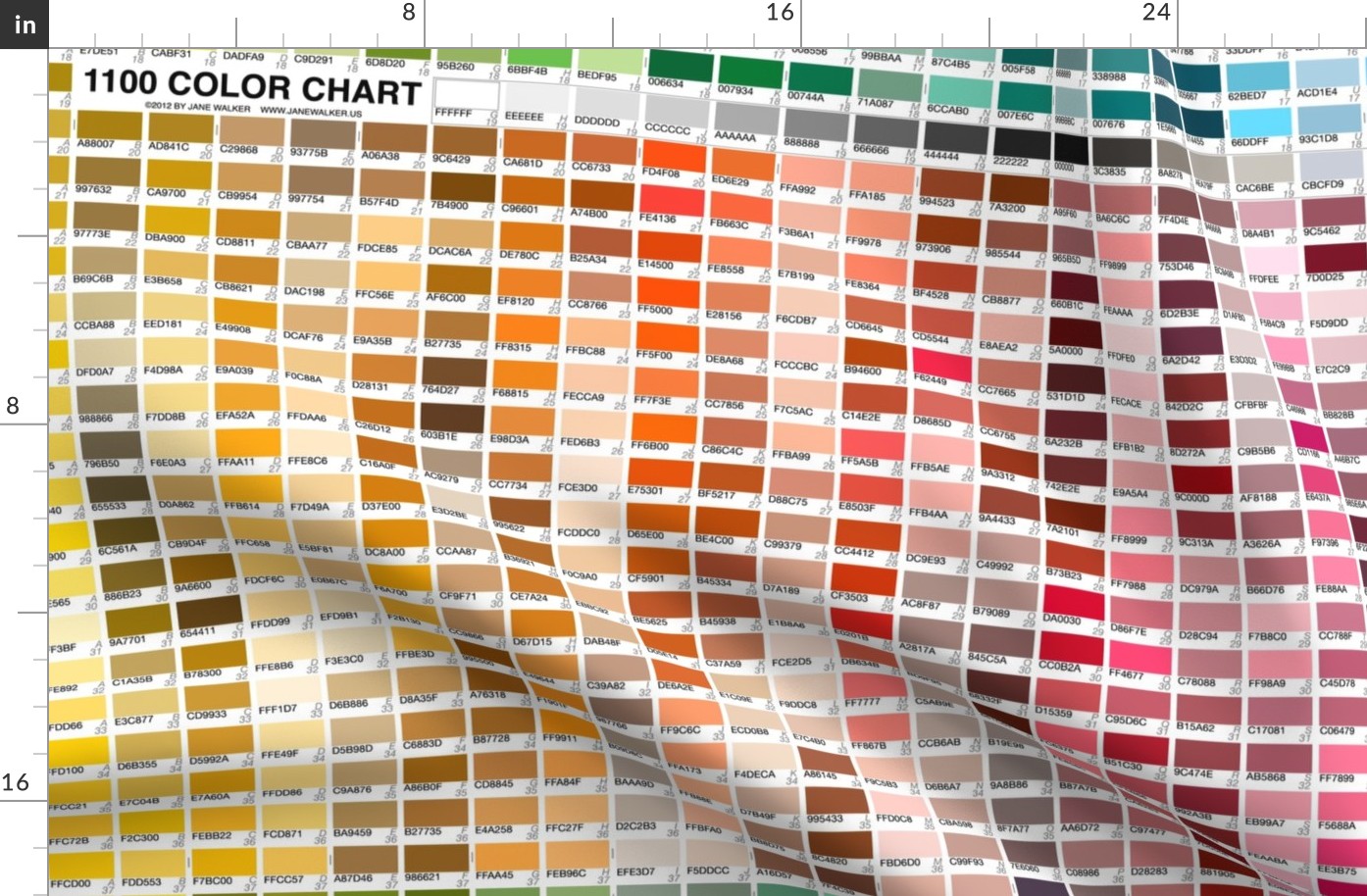 Practical 1100 Color Chart with supplemental color sets ©2012 by Jane Walker