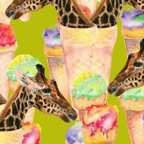 GOURMET GIRAFFES AND YUMMY ICE CREAM SUMMER DELIGHT lime green