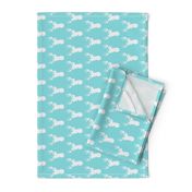 Deer Silhouette in Aqua and White