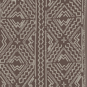 African Mud cloth mudcloth beige on brown