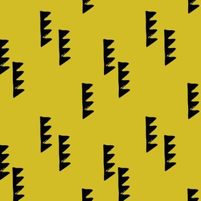Geometric abstract triangle tree elements modern scaninavian style gender neutral print mustard yellow