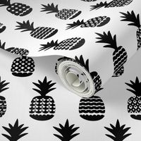 Fun black and white gender neutral ananas color pops geometric pineapple fruit summer beach theme illustration pattern