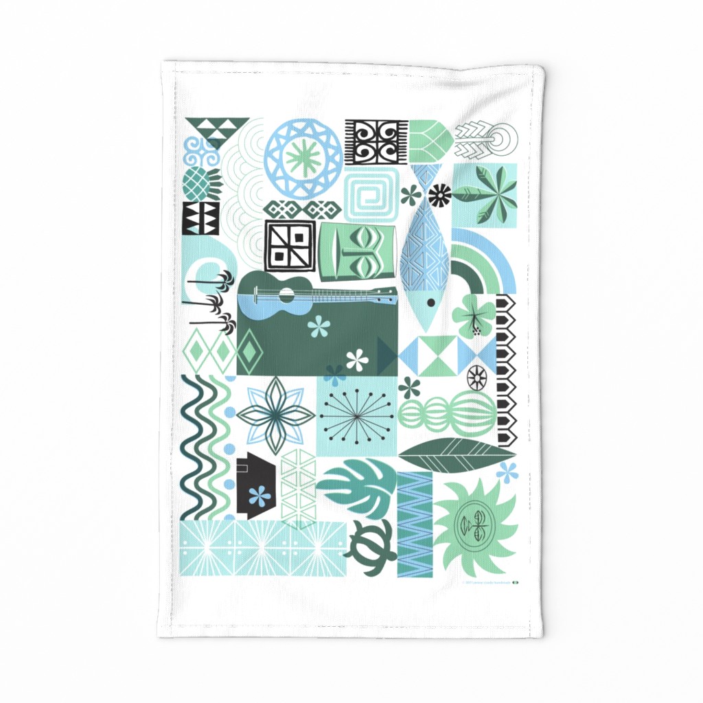 na paila Tea Towel & Wall Hanging* (Blue and Green) || vintage hawaii