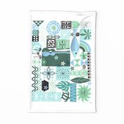 na paila Tea Towel & Wall Hanging* (Blue and Green) || vintage hawaii