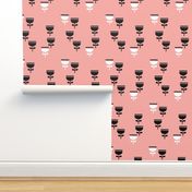 Scandinavian style retro large poppy flowers spring garden tulip black and white pastel pink