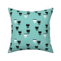 Scandinavian style retro large poppy flowers spring garden tulip black and white mint blue