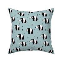 Origami animals cute panda geometric triangle and scandinavian style print black and white gray blue