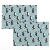 Origami animals cute ocean deep sea penguin geometric triangle and scandinavian style print black and white gray blue