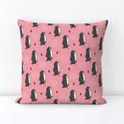 Origami animals cute ocean deep sea penguin geometric triangle and scandinavian style print black and white pink