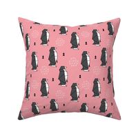 Origami animals cute ocean deep sea penguin geometric triangle and scandinavian style print black and white pink