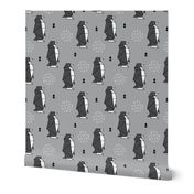 Origami animals cute ocean deep sea penguin geometric triangle and scandinavian style print black and white gray