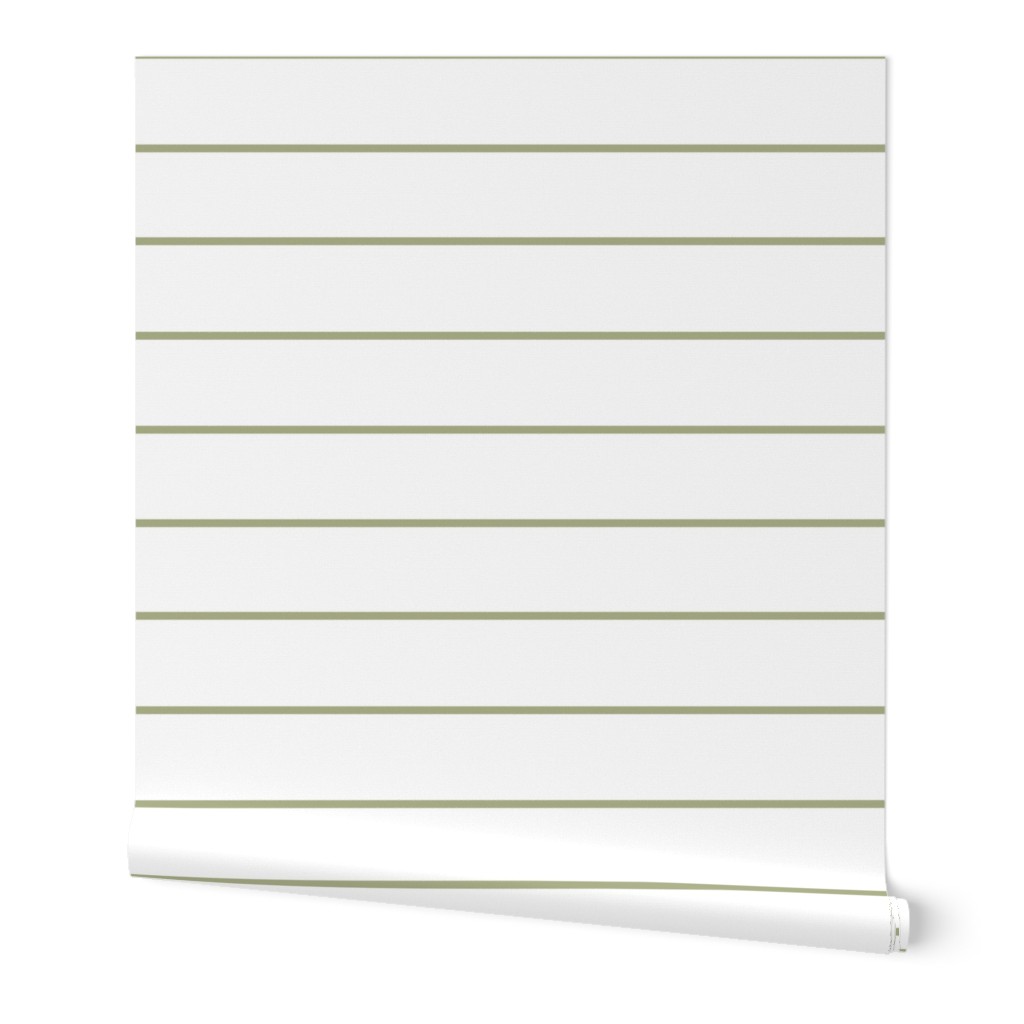 Simple Sage Green Horizontal Thin Stripes on Light Background, Green Pin Stripes