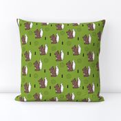 Origami woodland animals cute squirrel geometric triangle and scandinavian style print origami design green brown