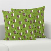 Origami woodland animals cute squirrel geometric triangle and scandinavian style print origami design green brown