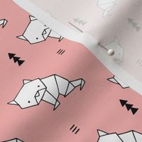 Origami kitty cat cute geometric triangle and scandinavian style print japanese art design soft pastel pink