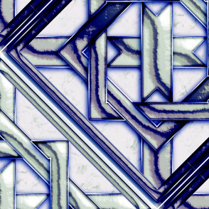 Marble Quilt Blue Diagonal 27"
