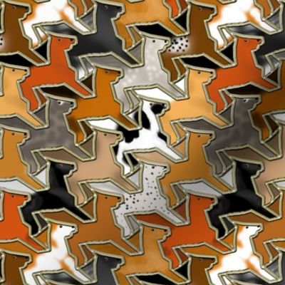 Tessellating Horse Herd Fake Gold Outlined