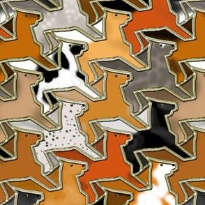 Tessellating Horse Herd Fake Gold Outlined