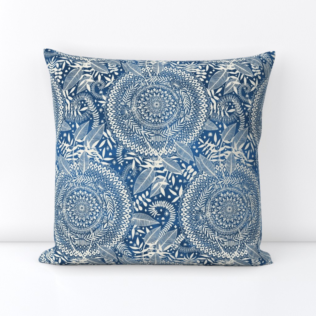 Diamond and Doodle Mandalas on Blue