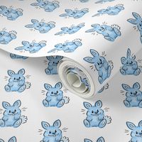 Cartoon bunny on blue