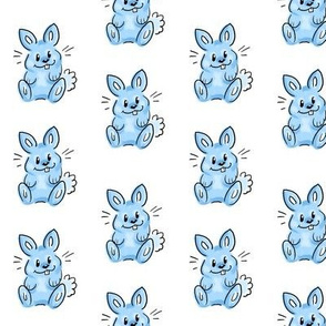 Cartoon bunny on blue