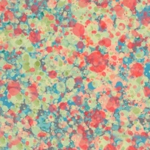 Blue & Pinky Coral & Green Splatter Painting