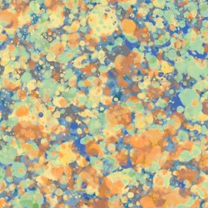 Blue, Orange, Yellow & Green Splattered Painting