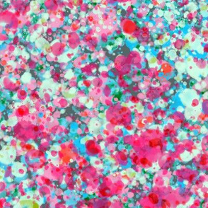 Bright Blue & Pink Splattered Painting