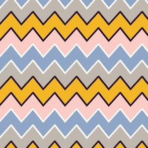 Chevron - Gold, Rose & Blue