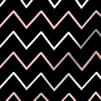 Rose Quartz & BW chevron stripe