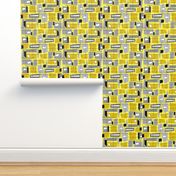 Mid-Century Modern Yellow Grey Rectangles