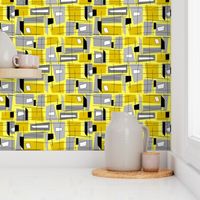 Mid-Century Modern Yellow Grey Rectangles