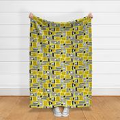 Mid-Century Modern Yellow Grey Rectangles