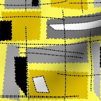 Mid-Century Modern Yellow Grey Rectangles