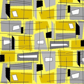 Mid-Century Modern Yellow Grey Rectangles