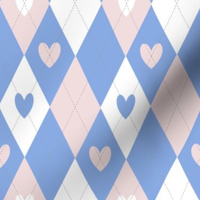 Argyle Hearts in Pink and Blue