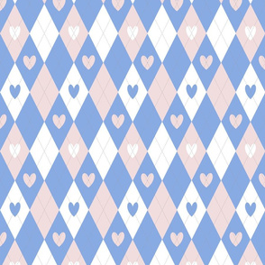 Argyle Hearts in Pink and Blue