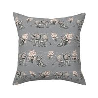 SIZE DOESN't MATTER ELEPHANT MICE FRIENDSHIP BOUQUET grey gray