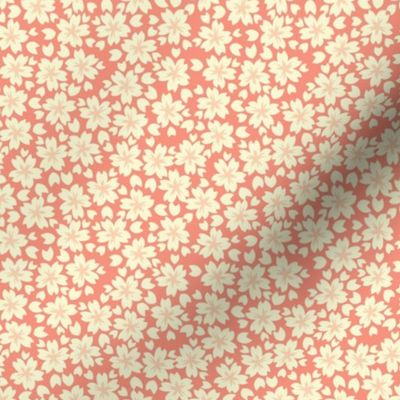 Sakura Blossom in Coral // Modern Japanese floral pattern by Zoe Charlotte