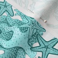 starfish  turquoise teal Watercolor Aqua coral ocean